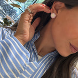 Pink Sapphire/Diamond Button Earrings