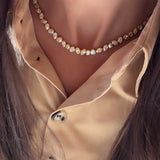Mixed Shape Bezel Yellow Diamond Tennis Necklace
