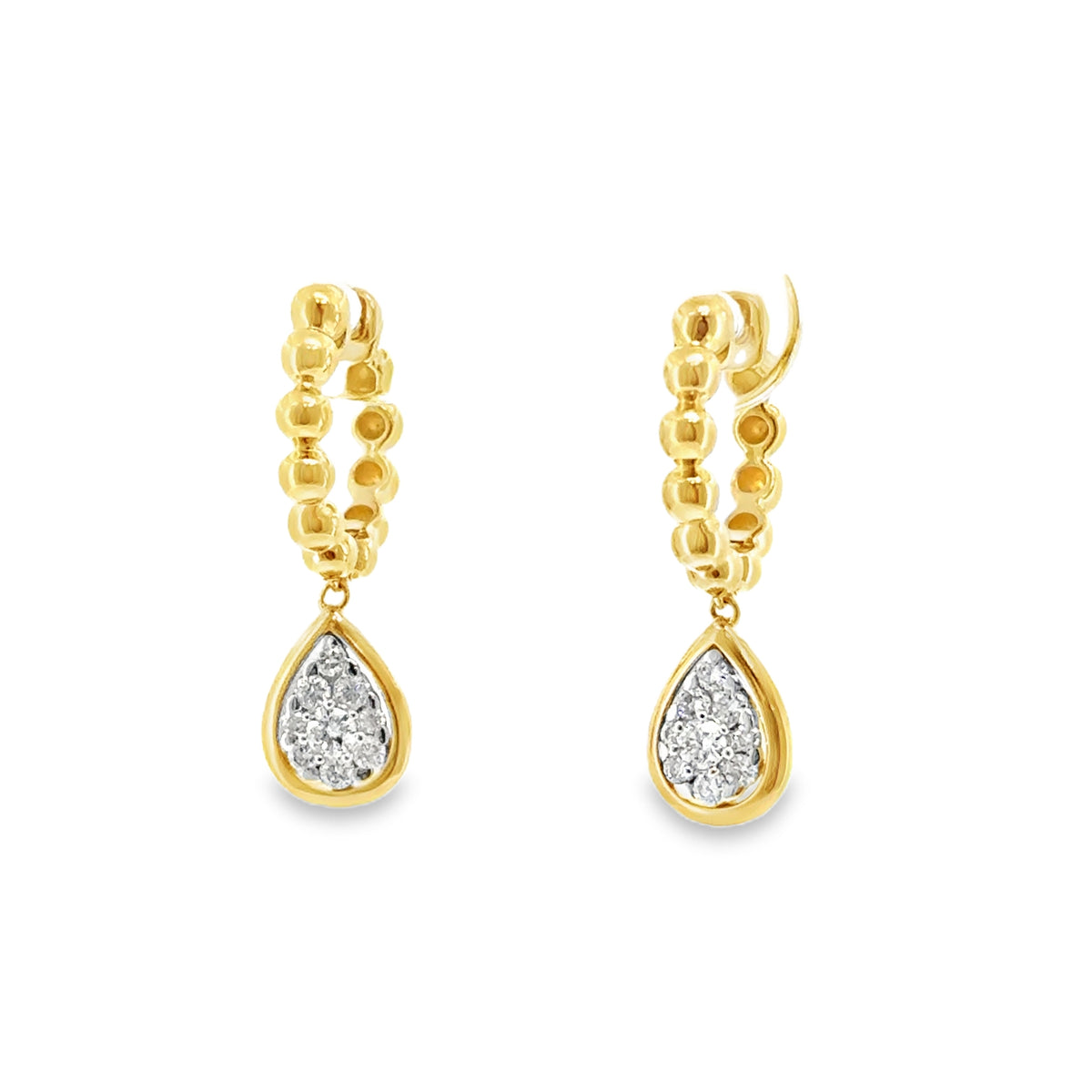 Gold Ball Hoop With Pear Hang