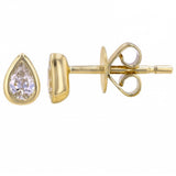 Pear Diamond Bezel Studs- YG
