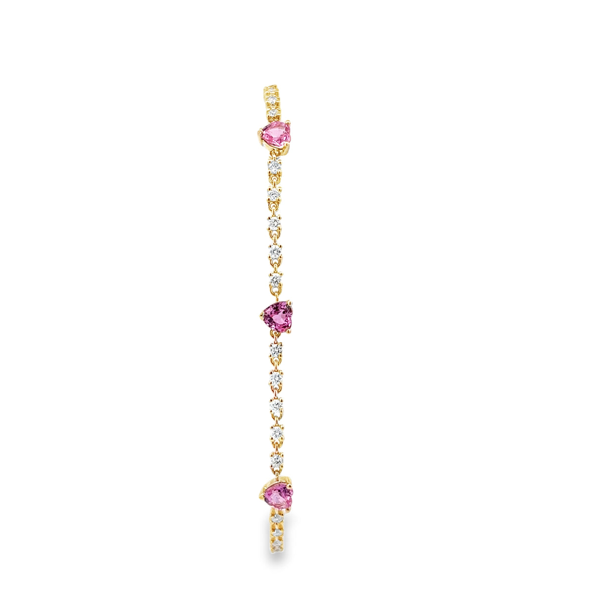 Pink Sapphire Heart & Diamond Bracelet