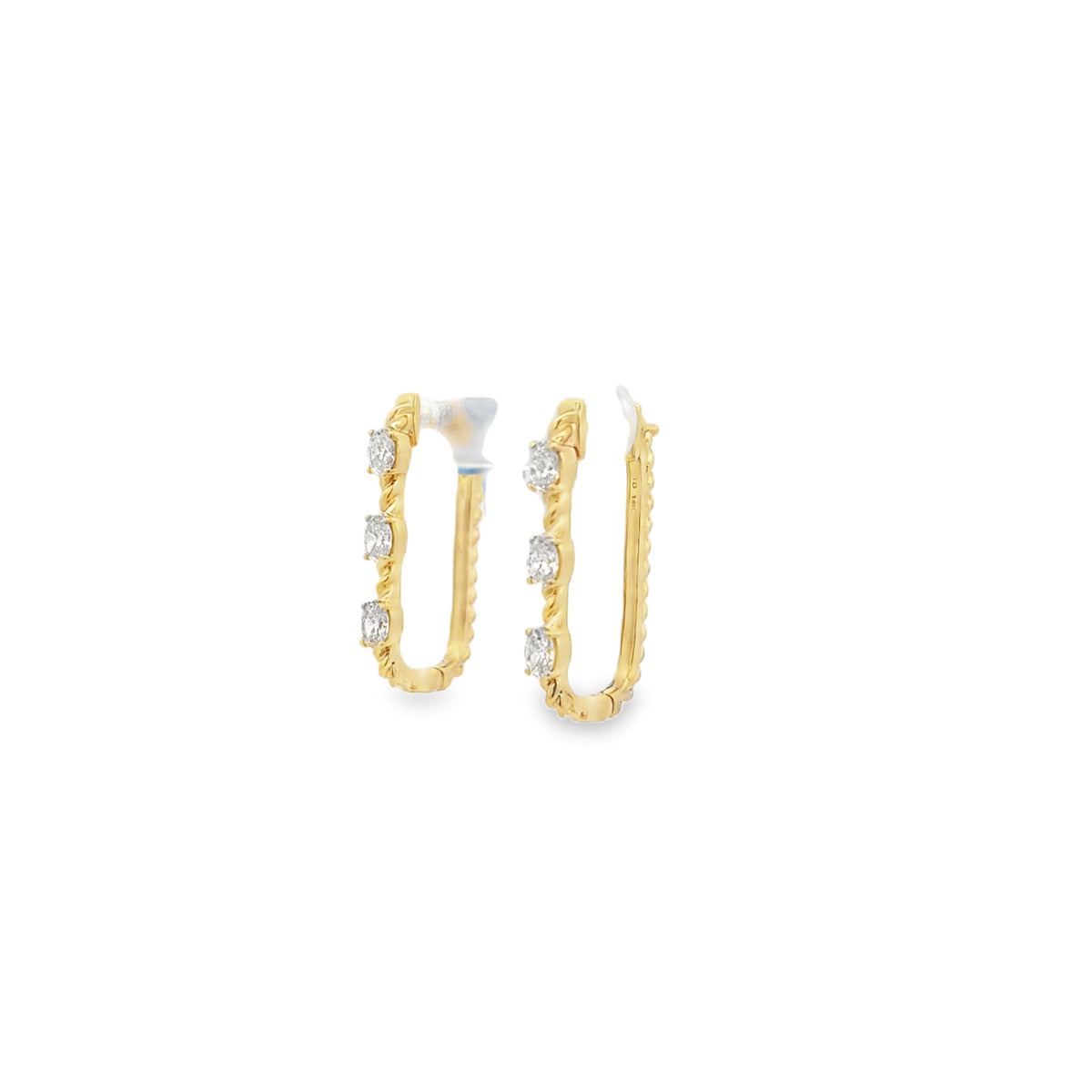 Gold Rope Hoop With Oval Diamonds