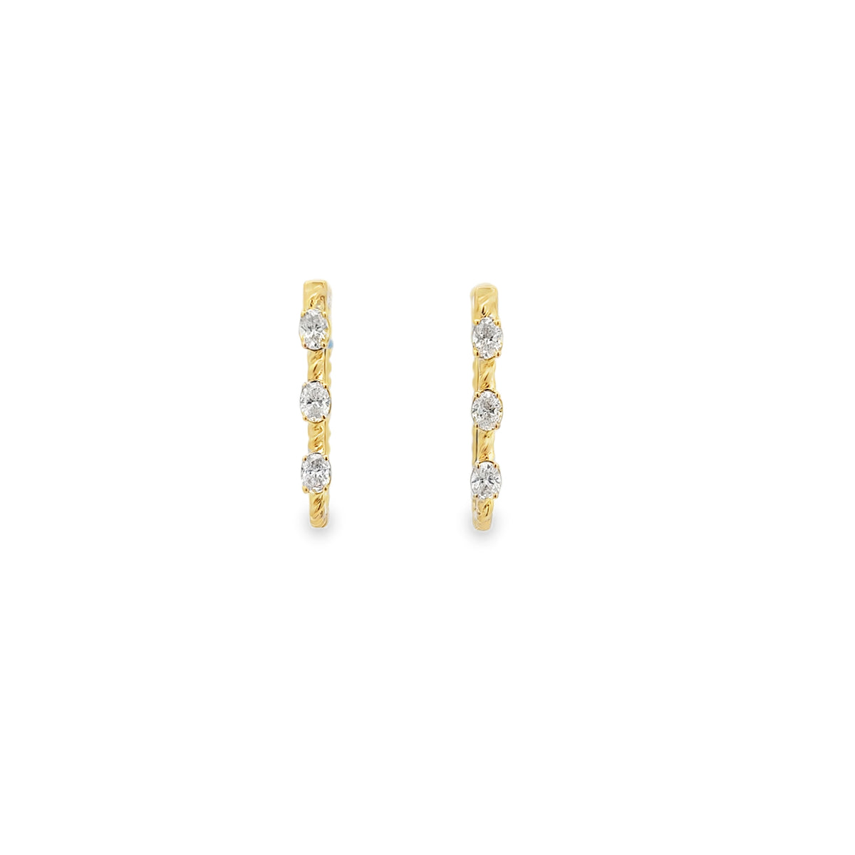 Gold Rope Hoop With Oval Diamonds
