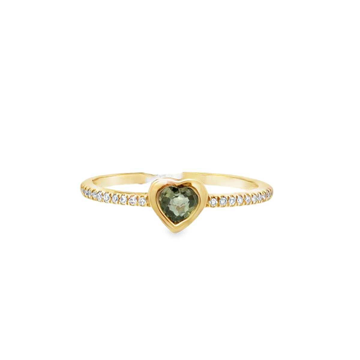Green Sapphire Heart Ring YG