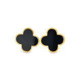 Black Onyx Clover Studs