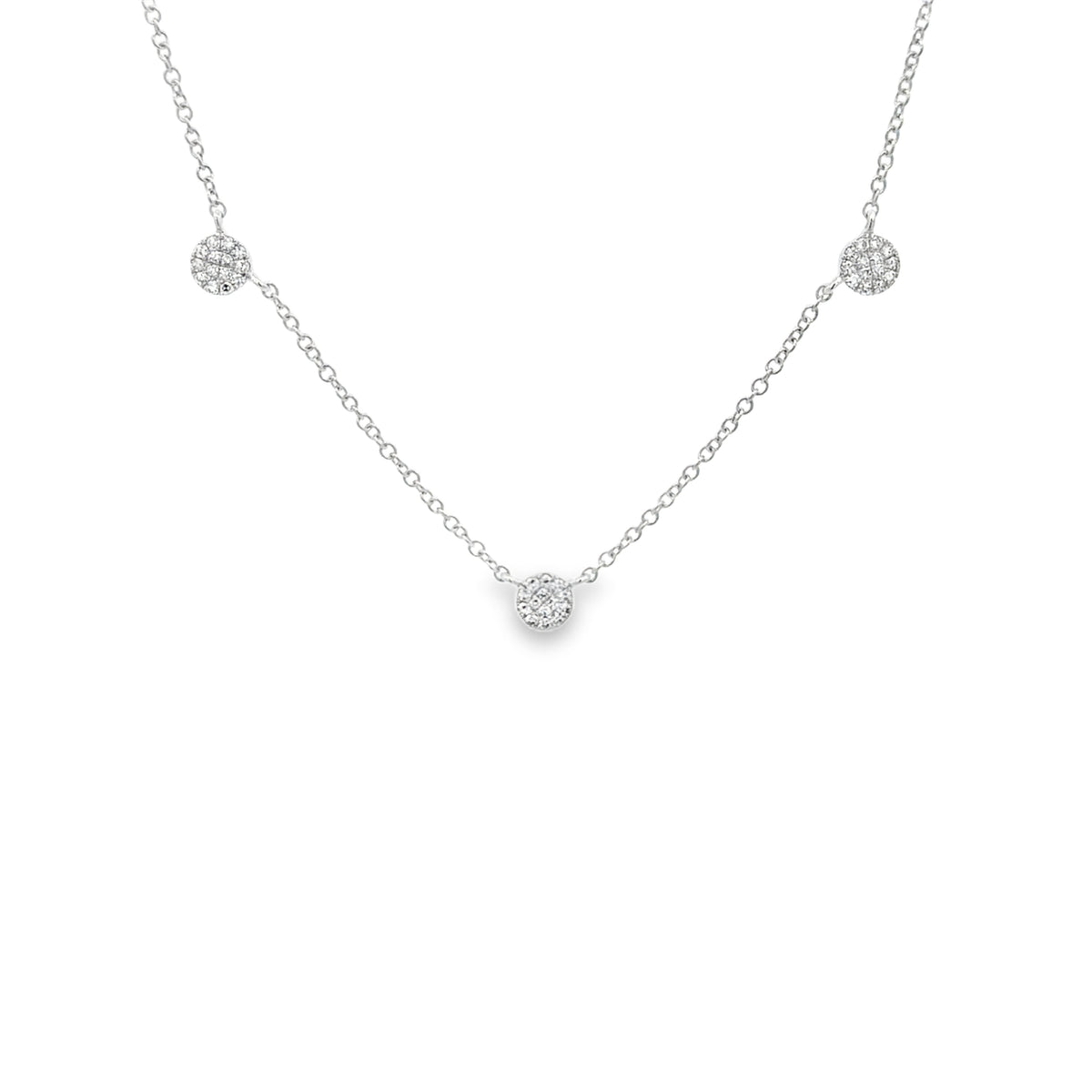 Pave Disc Dainty Necklace WG
