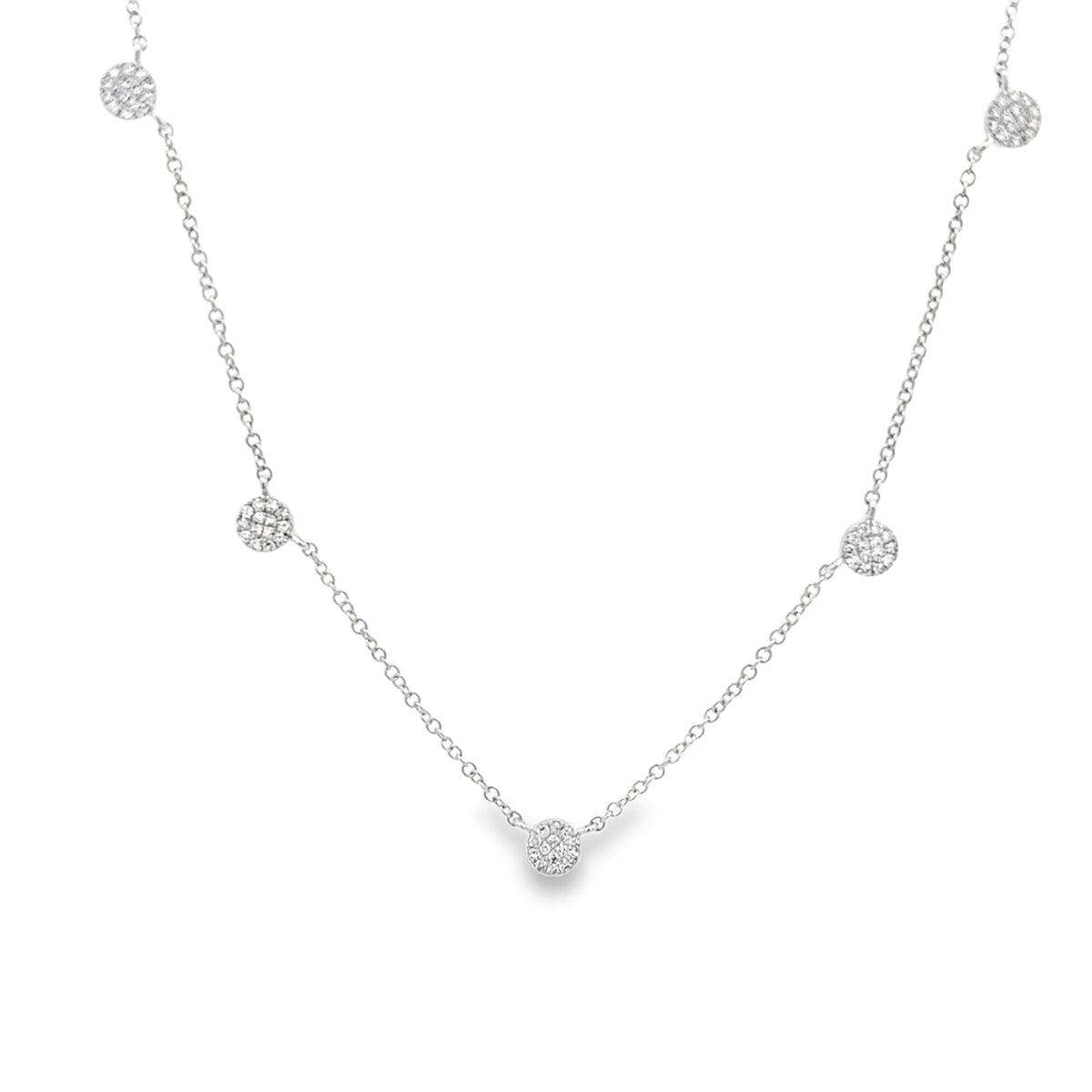 Pave Disc Dainty Necklace WG