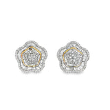 Baguette Diamond Flower Earrings
