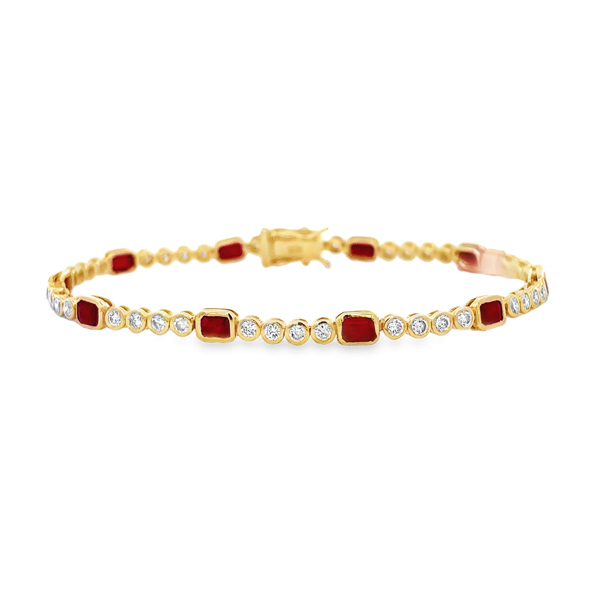 Bezel Ruby & Diamond Tennis Bracelet