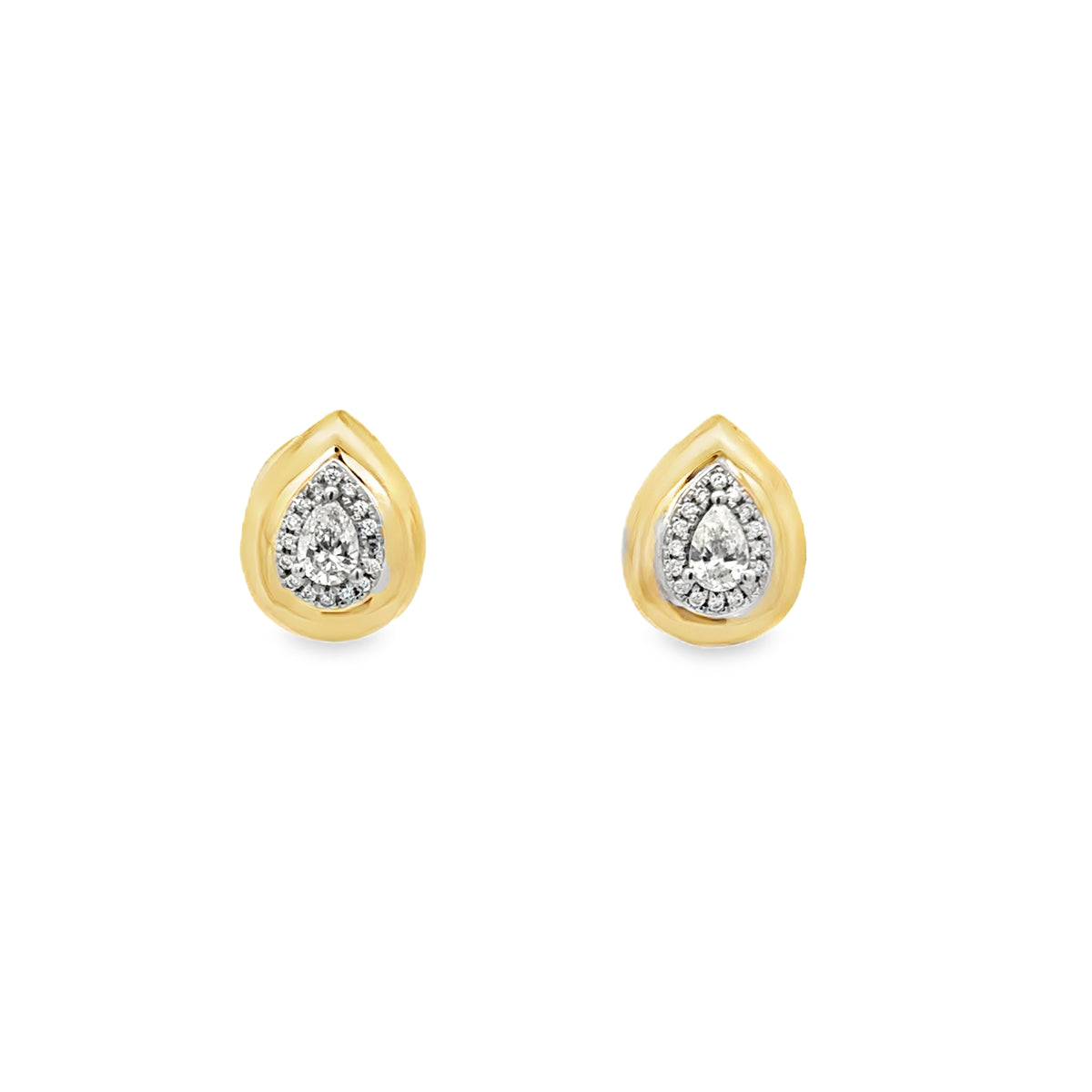 Pear Diamond Button Studs