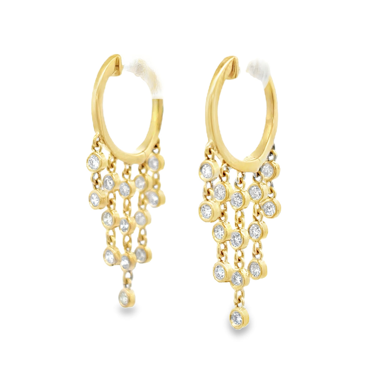 Bezel Diamond Strand Huggies