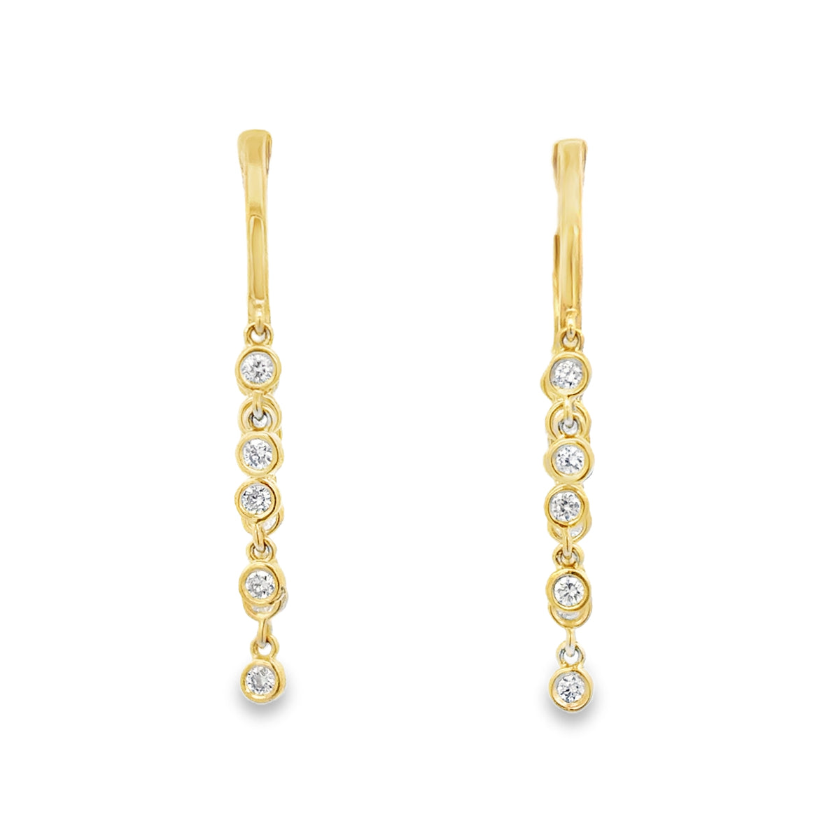 Bezel Diamond Strand Huggies