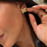 Yellow Diamond Flower Earrings