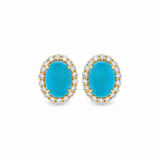 Turquoise Earrings With Diamond Halo