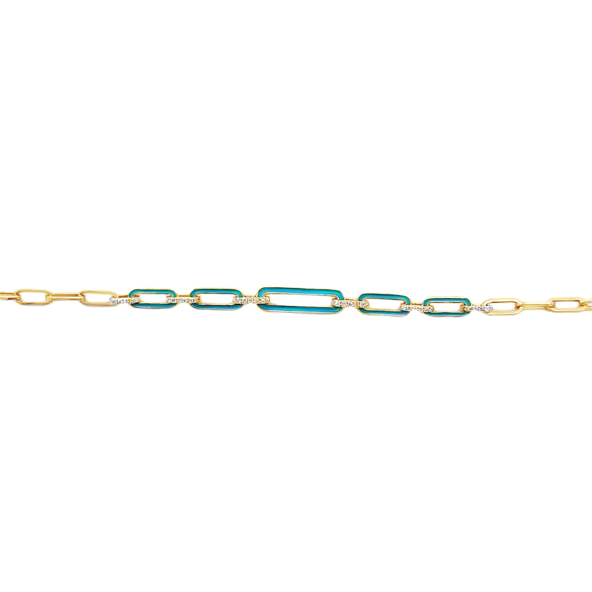 Turquoise and Diamond Link Bracelet