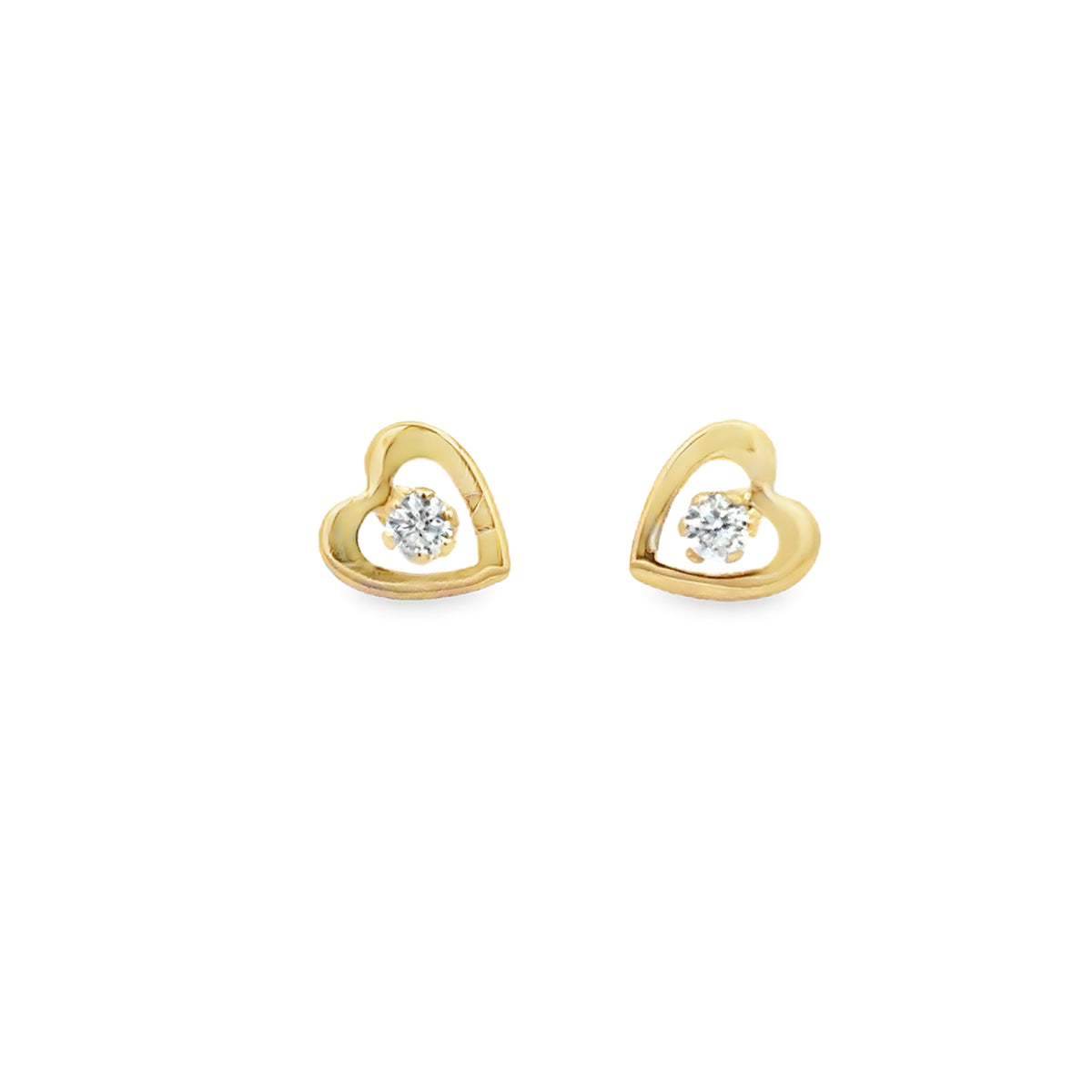 Gold Diamond Heart Baby Earrings