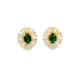 YG Diamond & Emerald Flower Studs