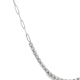 Oval Cluster Tennis Necklace with Paperclip Chain