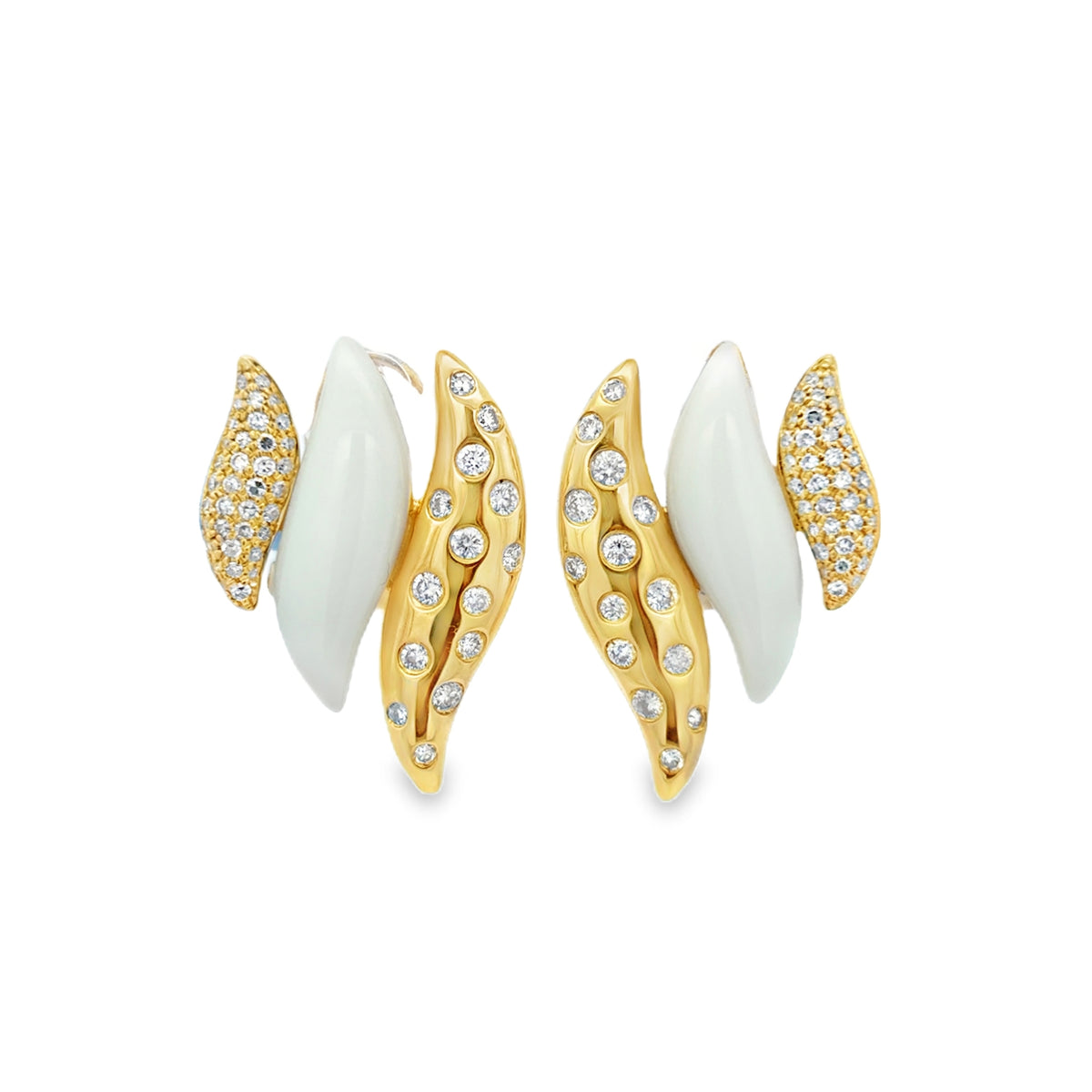 Diamond and White Agate Earrings