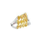 Yellow & White Diamond Pears Ring