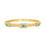 Italian Flex Bangle with Diamonds and Turquoise