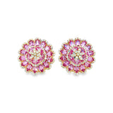 Pink Sapphire Flower Earrings