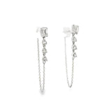 WG Emerald Cut Strand Huggies