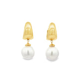 Chunky Gold & Pearl Drop Earrings