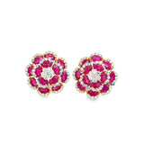 Ruby & Diamond Flower Earrings