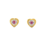 Fluted Pink Sapphire Heart Studs