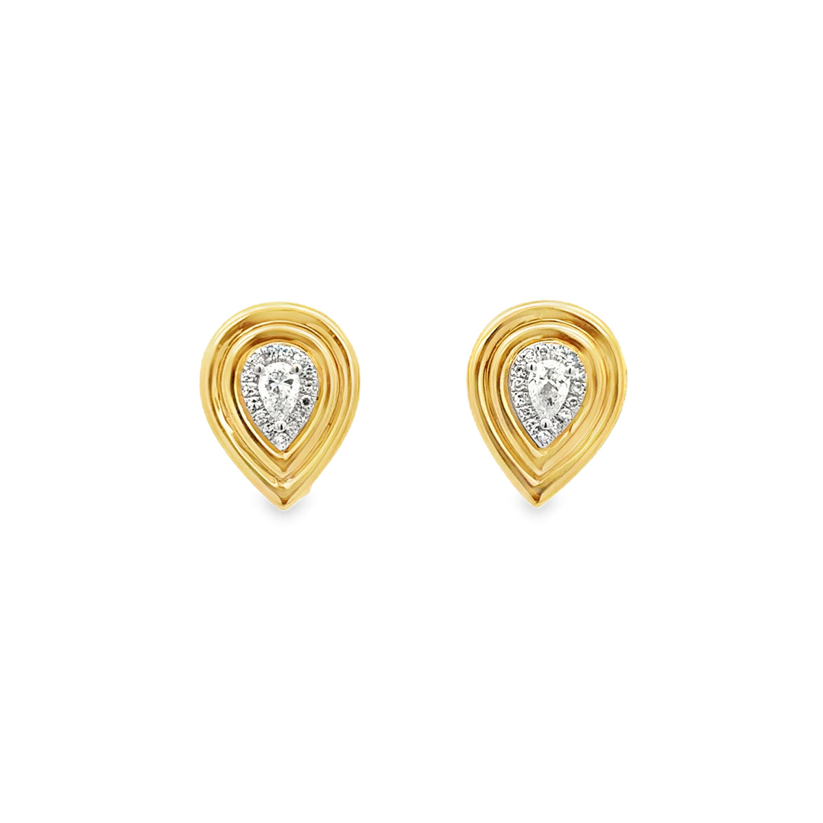 Double Bezel Pear Studs
