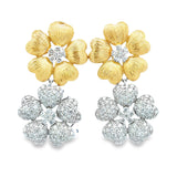 Brushed Gold & Diamond Flower Earrings