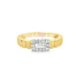 Fluted Gold Ring With Emerald Cut Center