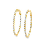 YG Oval Diamond Hoops- 1.5”