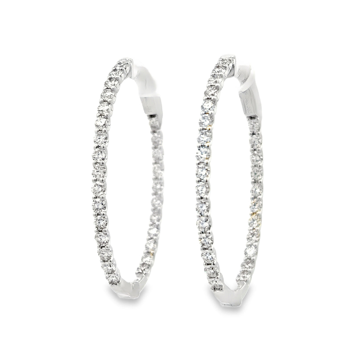WG Oval Diamond Hoops- 1.5”