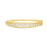 Gold Bars Bangle With Diamond Pears