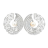 Diamond Circle Earrings with Pearls