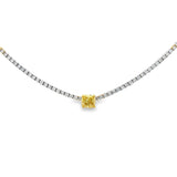 Tennis Necklace With Yellow Diamond Center
