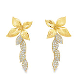 2 in 1 Flower & Diamond Hang Earrings