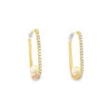 Mini Oval Diamond Hoops with Pearl