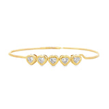 Gold Wire Heart Diamond Bangle
