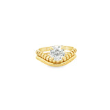 Double Gold Ring Set with Floating Diamond
