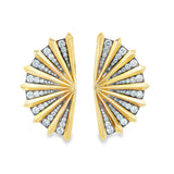 Statement Gold & Diamond Fan Earrings