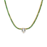 Emerald Tennis Necklace With Heart Topaz Center