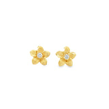 Brushed Flower Screw Back Earrings