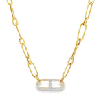Fancy Paperclip Necklace With Diamond Link