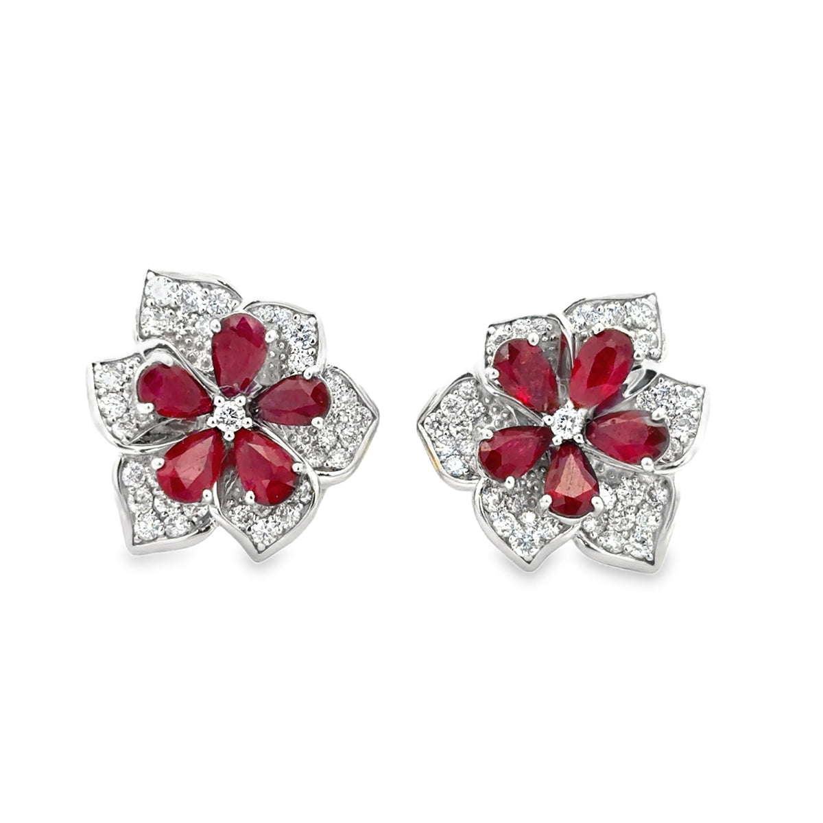 Ruby Flower Studs
