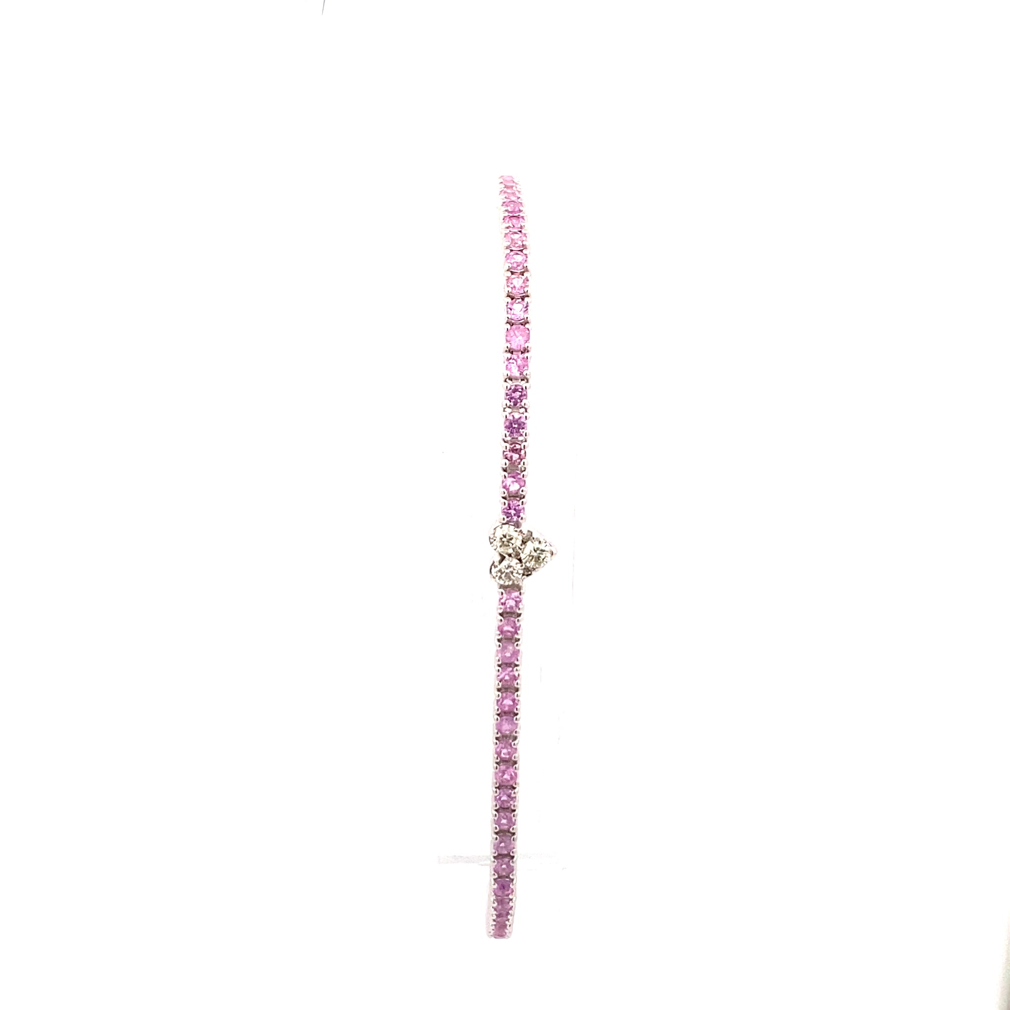 Pink Sapphire Tennis Bracelet with Heart