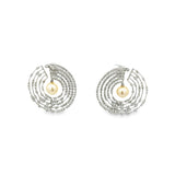 Diamond Circle Earrings with Dangling Pearl