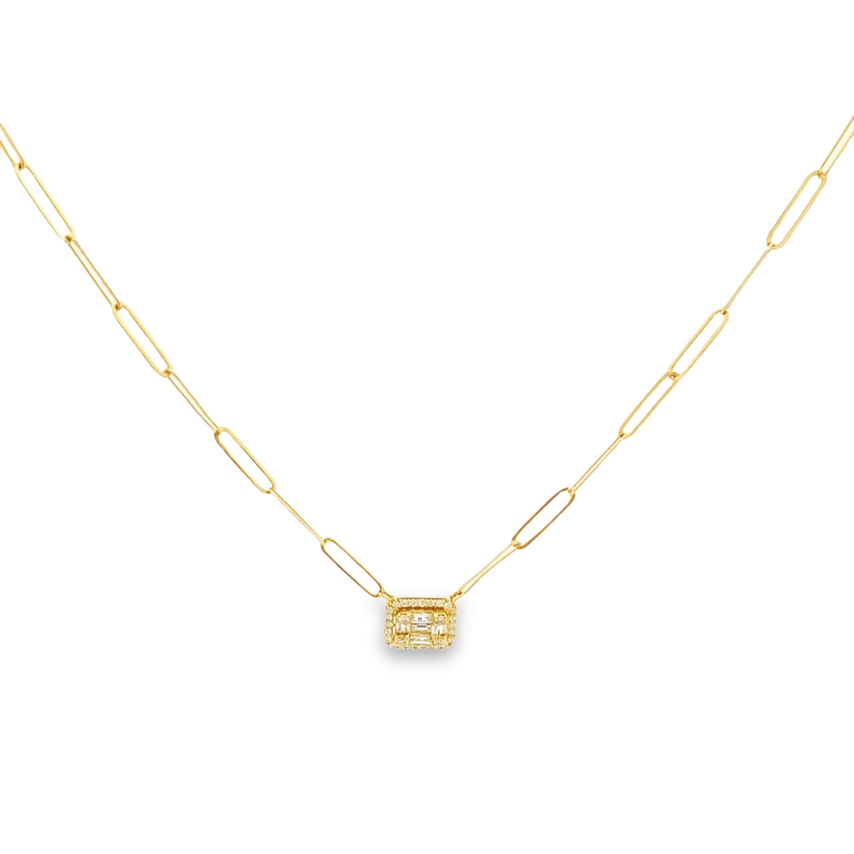 Baguette Diamond Paperclip Chain Necklace